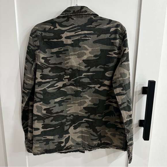 Lulus Blaine Green Camo Print Utility Jacket XL 100% Cotton NWOT - Picture 3 of 9